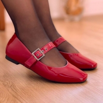 Sapatilha Boneca Bailarina Verniz Vemelho