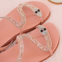 Sandália Papete Cobrinha Nude