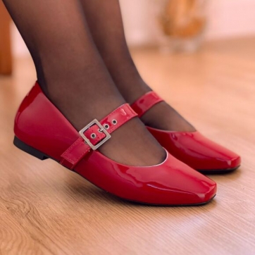 Sapatilha Boneca Bailarina Verniz Vemelho
