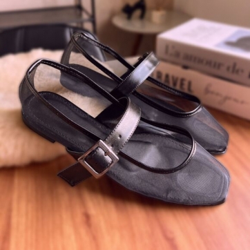 Sapatilha Mary Jane Transparência Preta