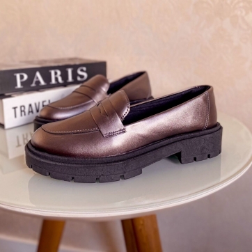 Mocassim Feminino Tratorado Prata Velho